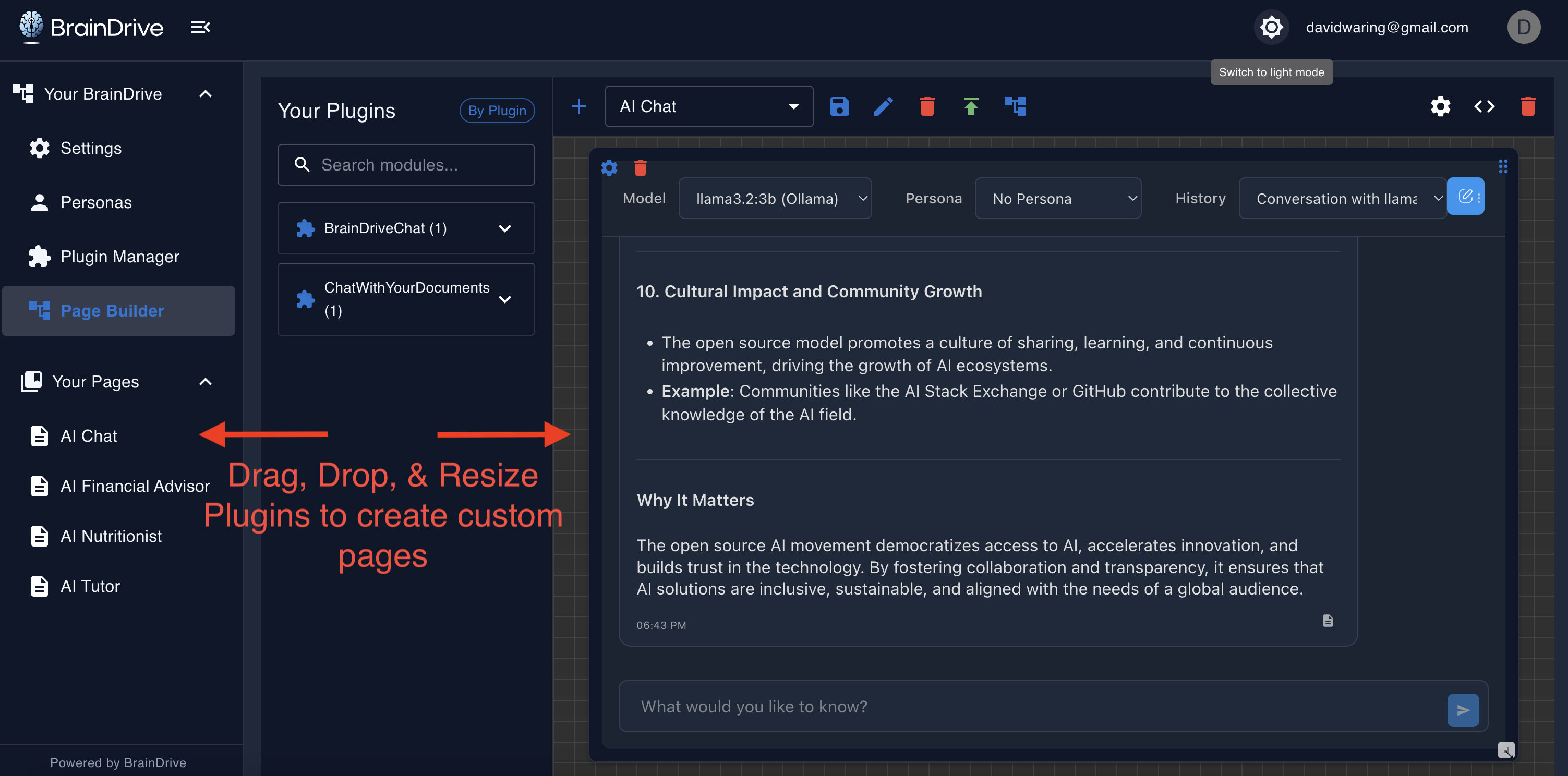 BrainDrive Page Builder Screenshot