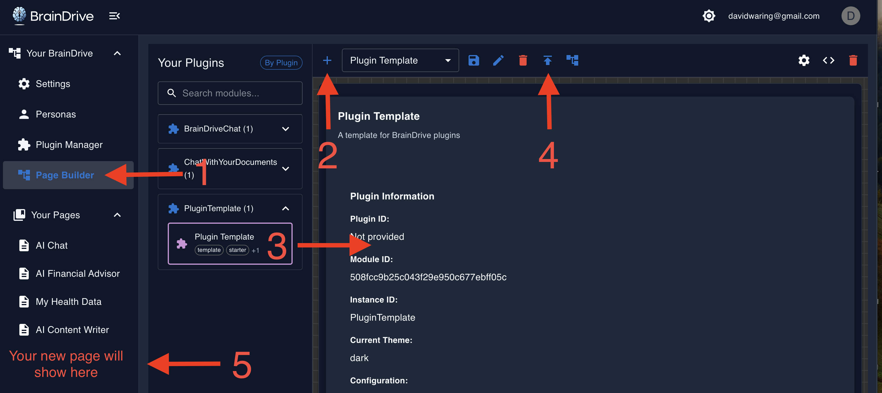 adding the plugin template to a page